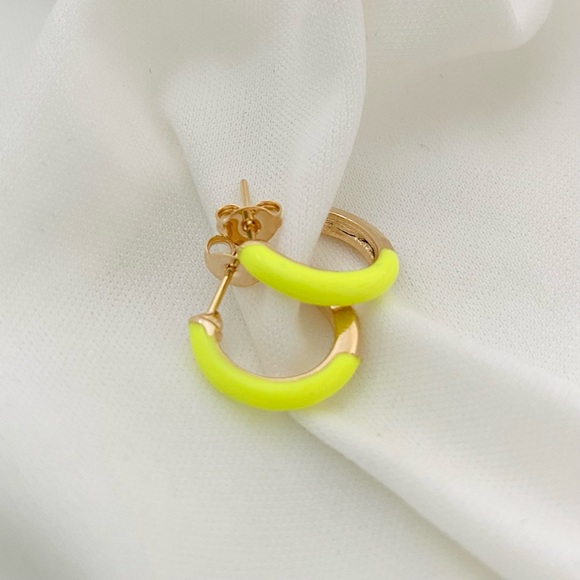 Neon Enamel Hoop Earrings - Picture 3 of 8